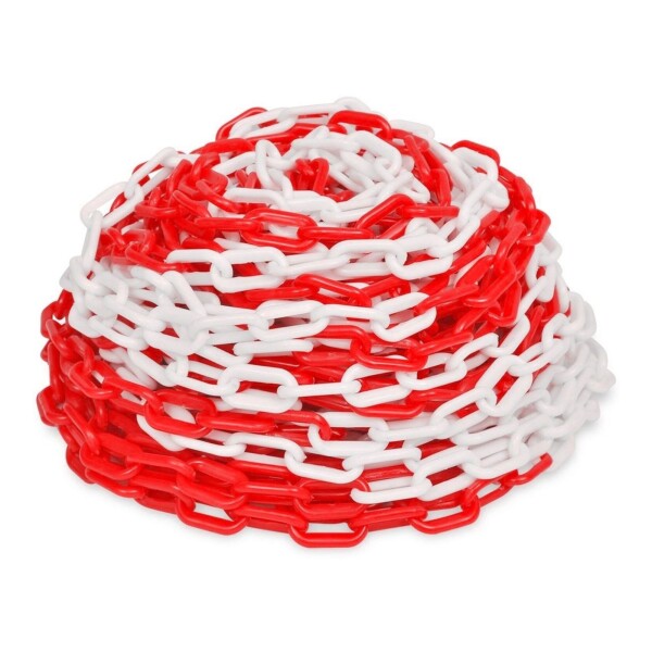 Plastový řetěz vymezovací, 6mm x 30m, červeno-bílý, polyetylen, MTR