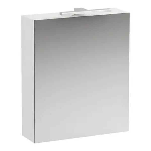 Laufen Zrcadlová skříňka s LED osvětlením matná bílá / Zrcadlová skříňka / 70x60x19 cm / 1 dvířka / panty vlevo (H4027511102601)