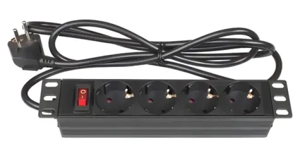Good Connections 19" PDU černá / PDU / 1U / 4x zásuvka / 16 A / 3500 W / 1,8 m (GC-N0103)