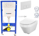 GEBERIT DuofixBasic s bílým tlačítkem DELTA50 + WC CERSANIT CLEANON CREA OVÁL + SEDÁTKO 458.103.00.1 50BI CR1