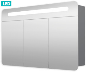 Naturel - Zrcadlová skříň 100 cm, 3 dveře, LED osvětlení, zásuvka+vypínač, IP44 GALPIR100LED GALPIR100LED