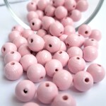 Dřevěné korálky Detoa - světle růžové - ∅ 10 mm - 10 ks