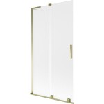MEXEN/S - Velar L dvoukřídlá posuvná vanová zástěna 100 x 150, dekor, zlatá 896-100-003-31-50