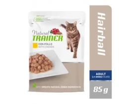 Natural Trainer Cat Adult HAIRBALL kuře 85 g / Kapsička pro kočky (8059149257273)