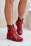 Kožené Zateplené Boty Dámské Na Plochém Podpatku Maciejka 06106-08 Červené 38