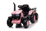 Mamido Dětský elektrický traktor s vlečkou 12V 7Ah EVA kola ECO kůže růžový