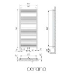 CERANO - Koupelnový radiátor Vincenzo - středové připojení 50mm/boční - 600W - černá matná - 1340x600 mm LIV-WB-27-65H