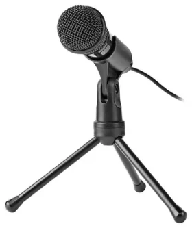 Nedis stolní mikrofon / Všesměrový mikrofon / 3,5mm jack / tříramenný stojan / -30dB / černá (MICTJ100BK)