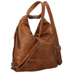 Stylový dámský koženkový kabelko-batoh Dexy, hnědý