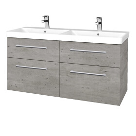Dřevojas - Umyvadlová skříňka Q MAX SZZ4 120 - D01 Beton / Úchytka T03 / D01 Beton 332143C