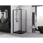 MEXEN/S - Exo sprchový kout dveře křídlové 80 x 80, transparent, černá 814-080-080-70-00