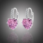 Náušnice Swarovski Elements Elizabeth Rose - srdíčko, Růžová