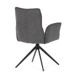 Židle jídelní, šedá látka, 360° vratný mechanismus, černý kov