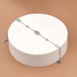 Náramek Daphné - Evil Eye, chirurgická ocel, Stříbrná 17 cm + 5 cm (prodloužení)