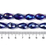 Skleněný korálek - kapka - tmavě modrá - 15 x 10 mm - 1 ks