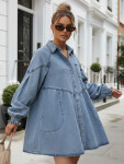 Dámské oversize džínové šaty ve stylu košile FashionStreet EY2688 L