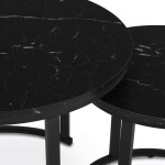 Set 2 ks stolků, MDF deska, dekor černý mramor, kovová podnož, černý lak