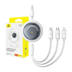 Baseus P10368700211-01 Rychlonabíjecí kabel 3v1 USB-A - microUSB USB-C Lightning (3.5A) 1.1m bílá (P10368700211-01)