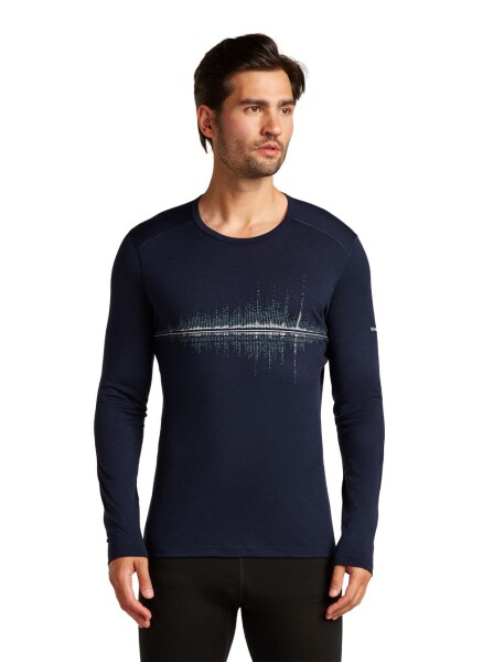 ICEBREAKER M 200 Oasis LS Crewe Snow Wave, Midnight Navy velikost: XXL