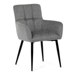 Židle jídelní, světle šedá látka, černý kov