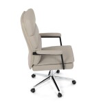 Křeslo kancelářské, béžová ekokůže, kříž kov chromový, houpací mechanismus, čalouněné područky