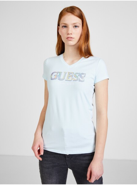 Světle modré dámské tričko Guess dámské