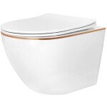 REA/S - Sada: WC mísa CARLO Mini + bidet CARLO Mini bílý se zlatým okrajem KPL-C1222