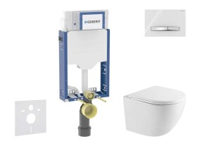 GEBERIT - Kombifix Set předstěnové instalace, klozetu Oudee a sedátka softclose, tlačítko Sigma50, chrom/alpská bílá SANI15CA3144