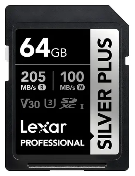 Lexar Professional SILVER PLUS SDXC 64GB / čtení: 205MBps / zápis: 100MBps / UHS-I / V30 (LSDSIPL064G-BNNNG)
