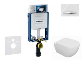 GEBERIT - Kombifix Set předstěnové instalace, klozetu Oudee a sedátka softclose, tlačítko Sigma50, chrom/alpská bílá SANI15CA3120