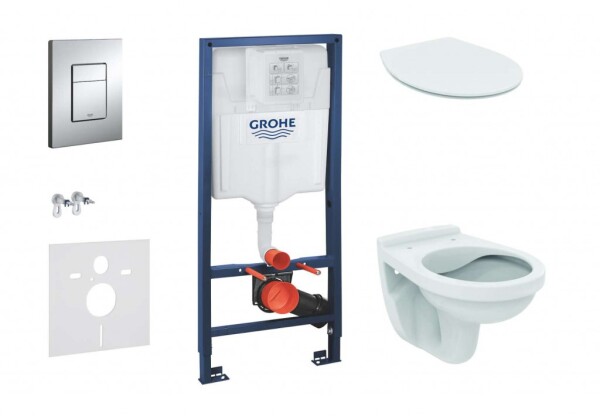 GROHE - Rapid SL Set předstěnové instalace, klozet Alpha se sedátkem, tlačítko Skate Cosmopolitan, chrom 38528SET-KD