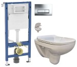 GEBERIT DuofixBasic s chromovým tlačítkem DELTA51 (458.103.00.2 51CR EG1)+ WC bez oplachového kruhu Edge + SEDÁTKO 458.103.00.2 51CR EG1