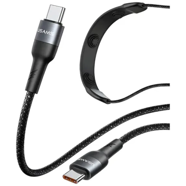 USAMS SJ759 černá / Nabíjecí a datový kabel / USB-C - USB-C / 100W / Masážní funkce / 1,4 m (SJ759USB01)