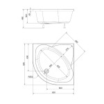 POLYSAN - SELMA hluboká sprchová vanička, čtvrtkruh s konstrukcí 90x90x30cm, R550, bílá 28711