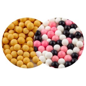 SweetArt cukrové perly zlatožluté matné a Minnie mix 7 mm (120 g)