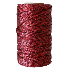 Bella Rose Třpytivý provázek 50 m – Dark Red Metalic, červená barva, textil