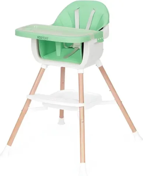 ECOTOYS Jídelní židlička 2v1 zelená / Jídelní židlička / od 6 měsíců / nosnost 15 kg (HC508 GREEN)