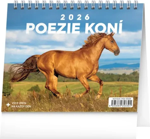 NOTIQUE Stolní kalendář Poezie koní 2026, 16,5 x 13 cm (PGS-35339)