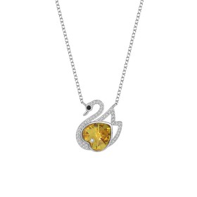 Stříbrný náhrdelník Swarovski Elements Alexa - stříbro 925/1000, labuť, Žlutá 40 cm + 5 cm (prodloužení)