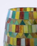 House Doctor Skleněný svícen Mosaa Yellow/Green 16 cm, zelená barva, sklo, beton
