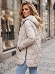 Dámská prošívaná bunda s odnímatelnou kapucí, světle šedá, FashionStreet TY5792 M