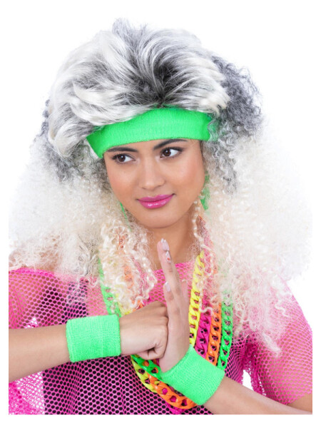 Smiffys Sada čelenka a potítka 80. léta zelená