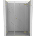 MEXEN/S - Lunar L sprchové dveře křídlové pravé 150, transparent, zlatá kartáčovaná 834SL-150-050-55-00-P