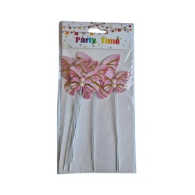 Dortisimo Zápich do dortu Motýlci růžovo-zlatí (10 ks)