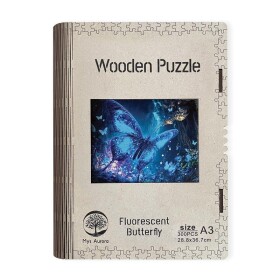 Dřevěné puzzle WOODEN fluorescentní motýl - 300 dílků