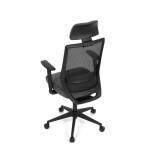 Židle kancelářská, černá MESH síťovina, černá látka, plastový kříž, synchronní mechanismus, kolečka pro tvrdé povrchy