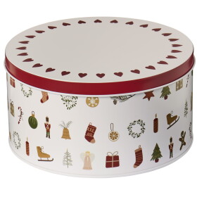 Ib Laursen Kulatá plechová dóza My Nostalgic Christmas, červená barva, kov