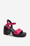 Zazoo 40386 Dámské Kožené Sandály Na Podpatku Fuksie 39