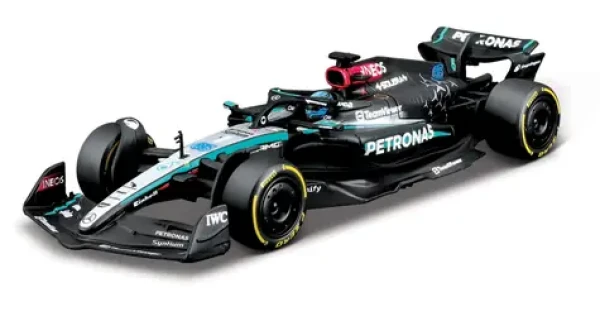 Bburago RACE Formule F1 v dekorativním boxu - Mercedes-AMG Petronas W15 (2024) #63 G.Russell