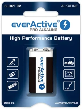 Baterie 9V (6LR61) 1 ks v blistru / Jednorázová baterie / 650 mAh (EV6LR61-PRO)